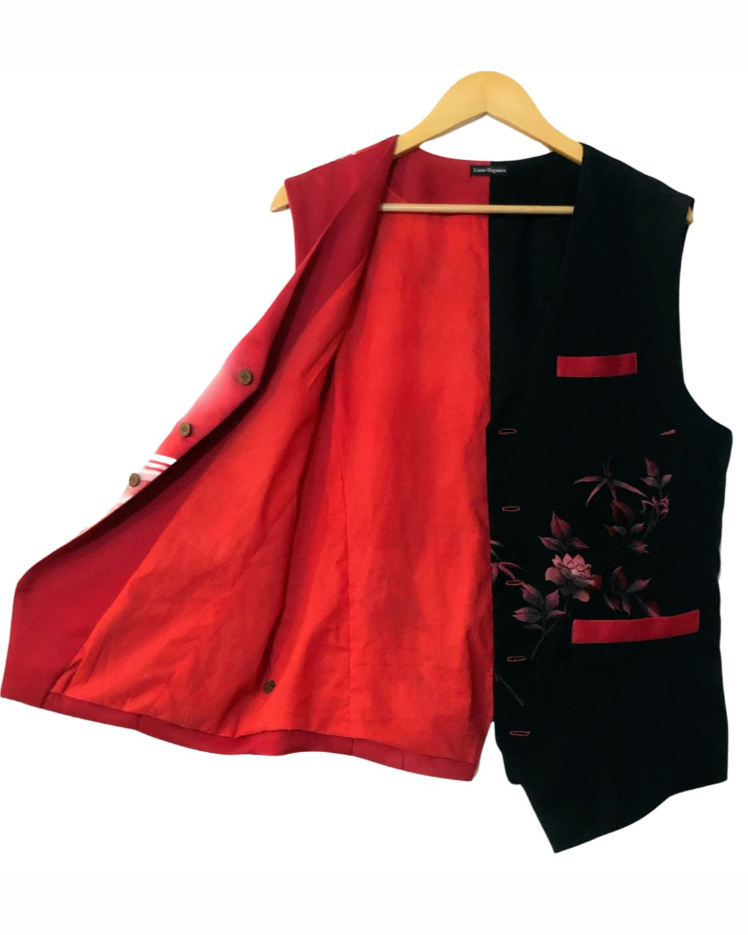 TATZU 着物リメイク ツートンフローラル アシンメトリージレ / Remade Kimono Two-Tone Floral Asymmetry Gilet