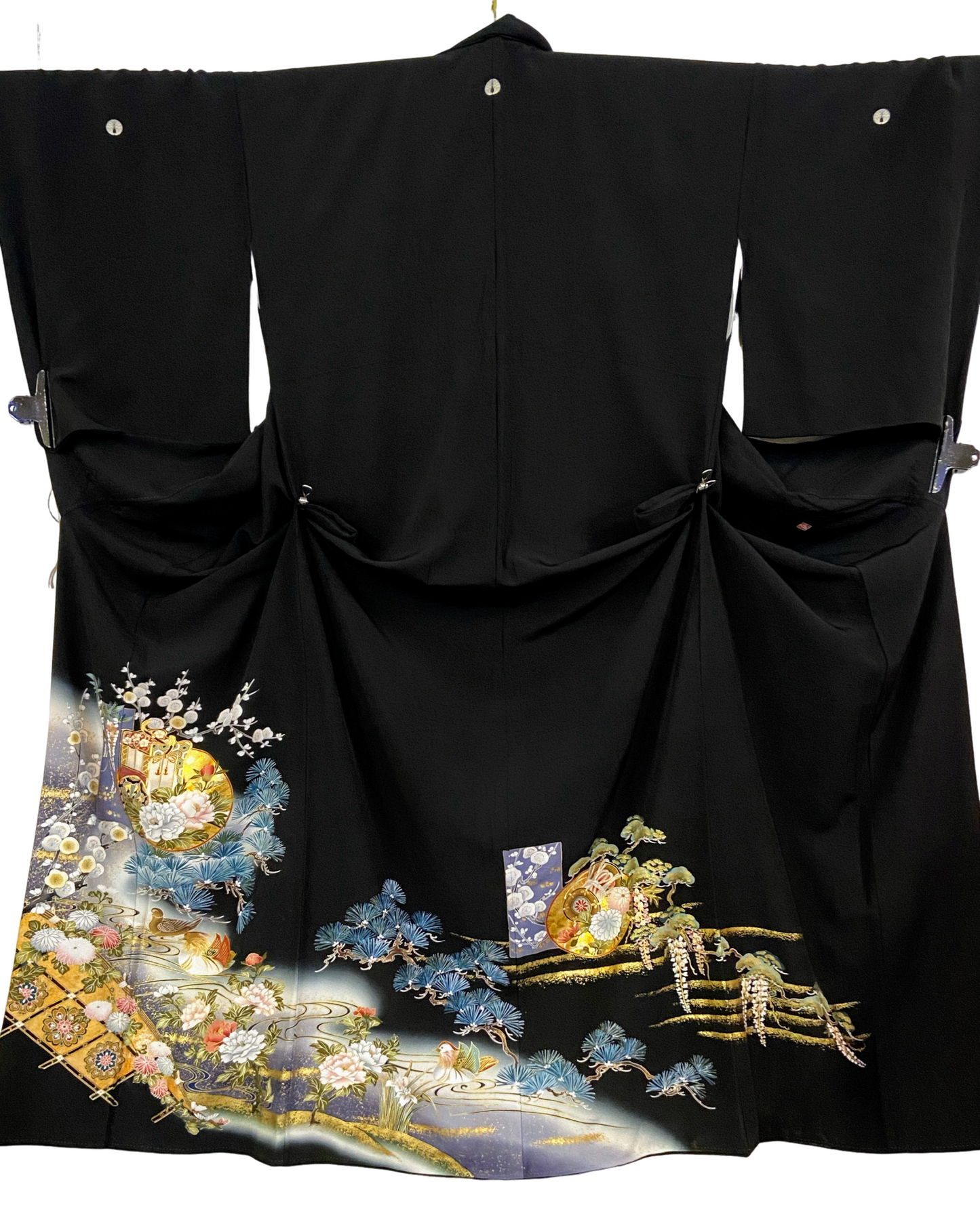 TATZU Remade Black Tomesode Kimono Zipper Hoodie|Midnight Pine Reverie