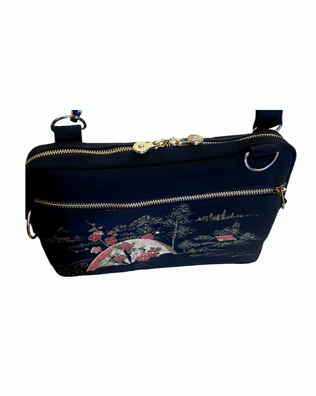 TATZU 着物リメイク ショルダーバッグ｜Midnight Fan Garden / Remade Kimono Shoulder Bag