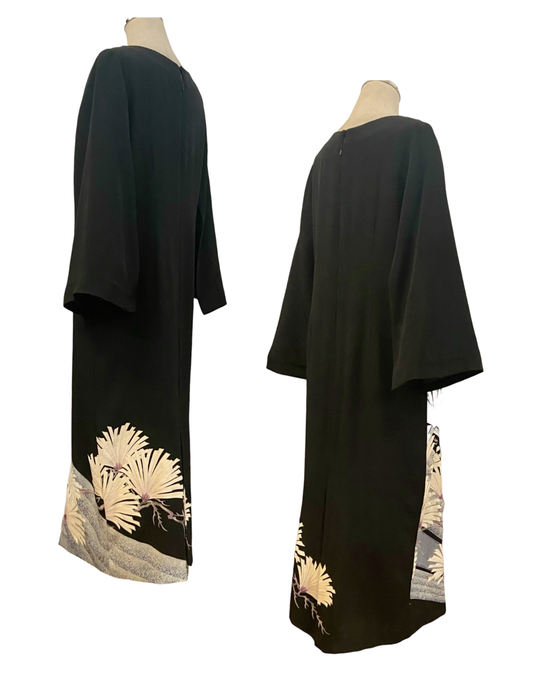 TATZU 黒留袖リメイク ケープスリーブ ドレス / Remade Kurotomesode Cape Sleeve Dress | Made to Order