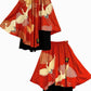 NEO SAMURAI Asymmetric Drape Skirt Pants | Vermilion × Cranes