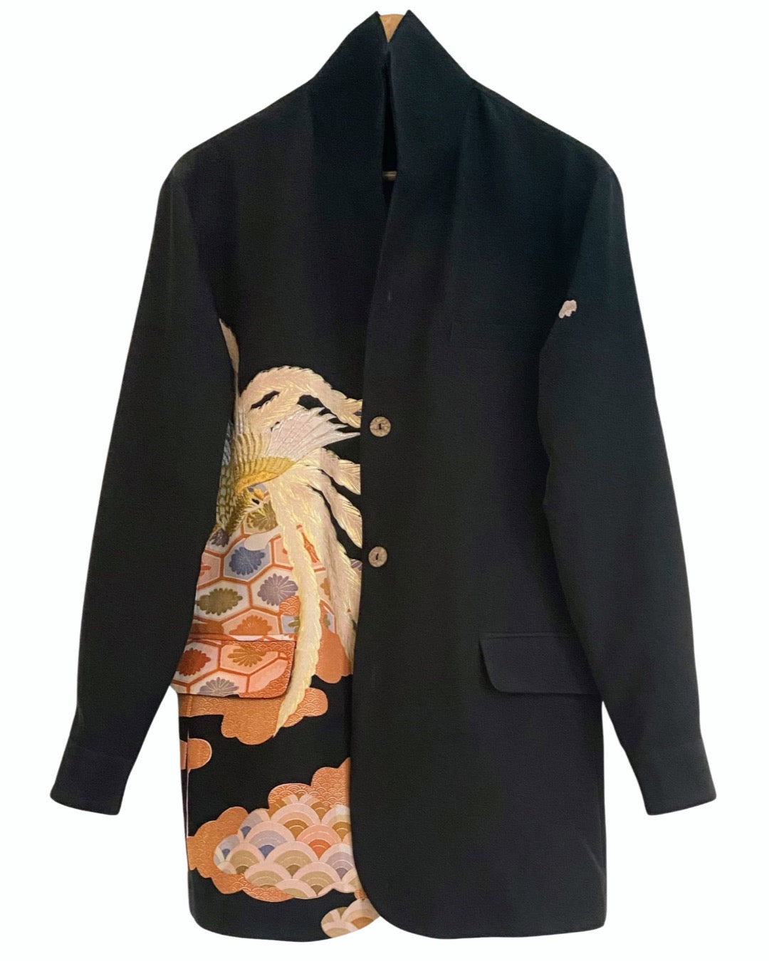 TATZU 黒留袖リメイク スタンドカラージャケット / Remade Kurotomesode Stand Collar Jacket | Made to Order