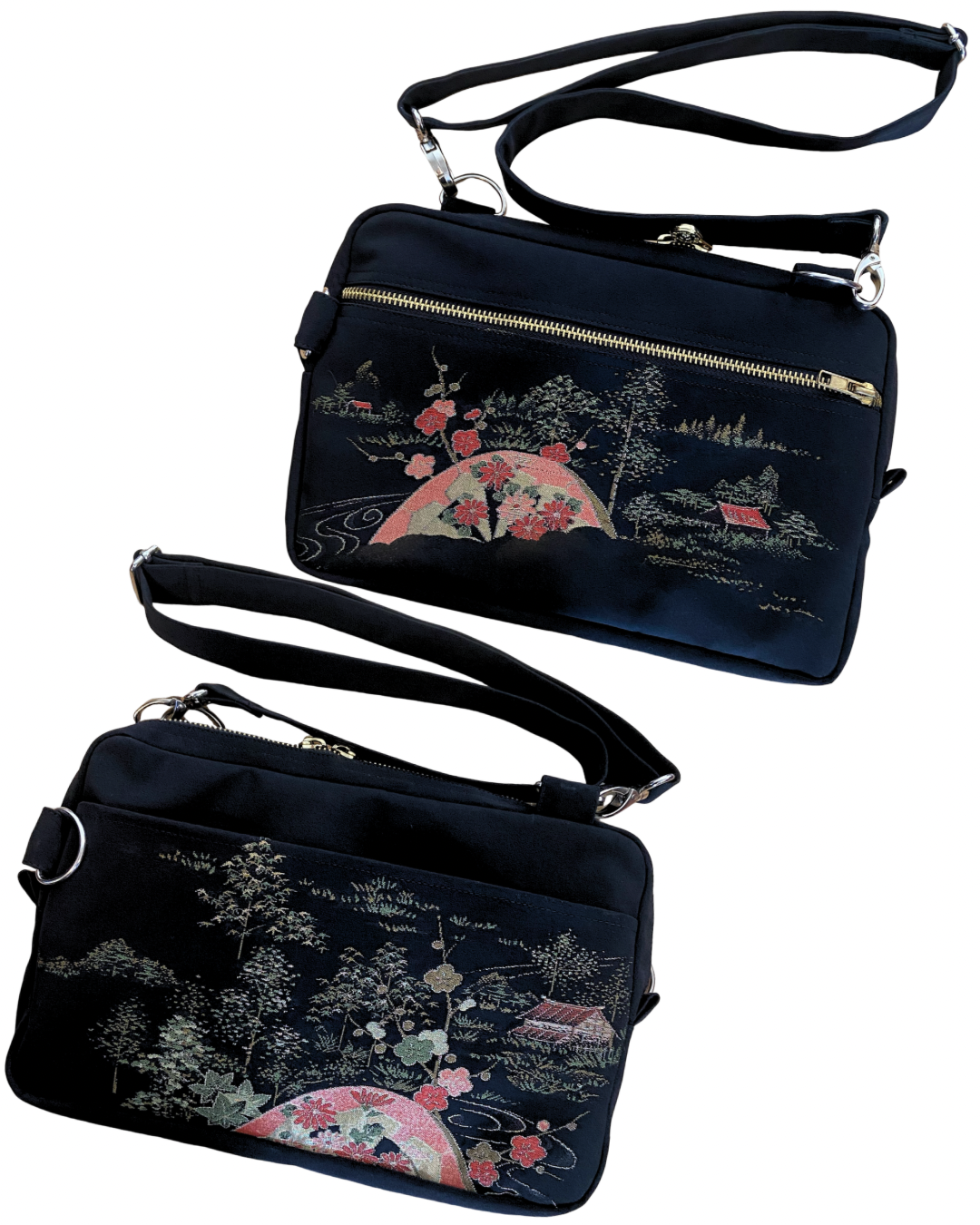 TATZU 着物リメイク ショルダーバッグ｜Midnight Fan Garden / Remade Kimono Shoulder Bag