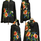 TATZU 黒留袖リメイク ジップパーカー｜Crimson Camellia Nocturne / Remade Black Tomesode Kimono Zipper Hoodie