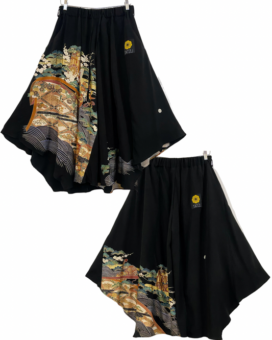 TATZU 黒留袖リメイク サルエルワイドパンツ / Remade Kurotomesode Sarouel Wide Pant | Made to Order