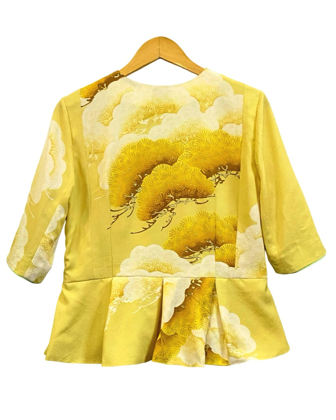 TATZU 着物リメイク セットアップ ペプラムトップス＆アシンメトリーラップスカート｜Golden Auspicious Pine / Remade Kimono Set-Up