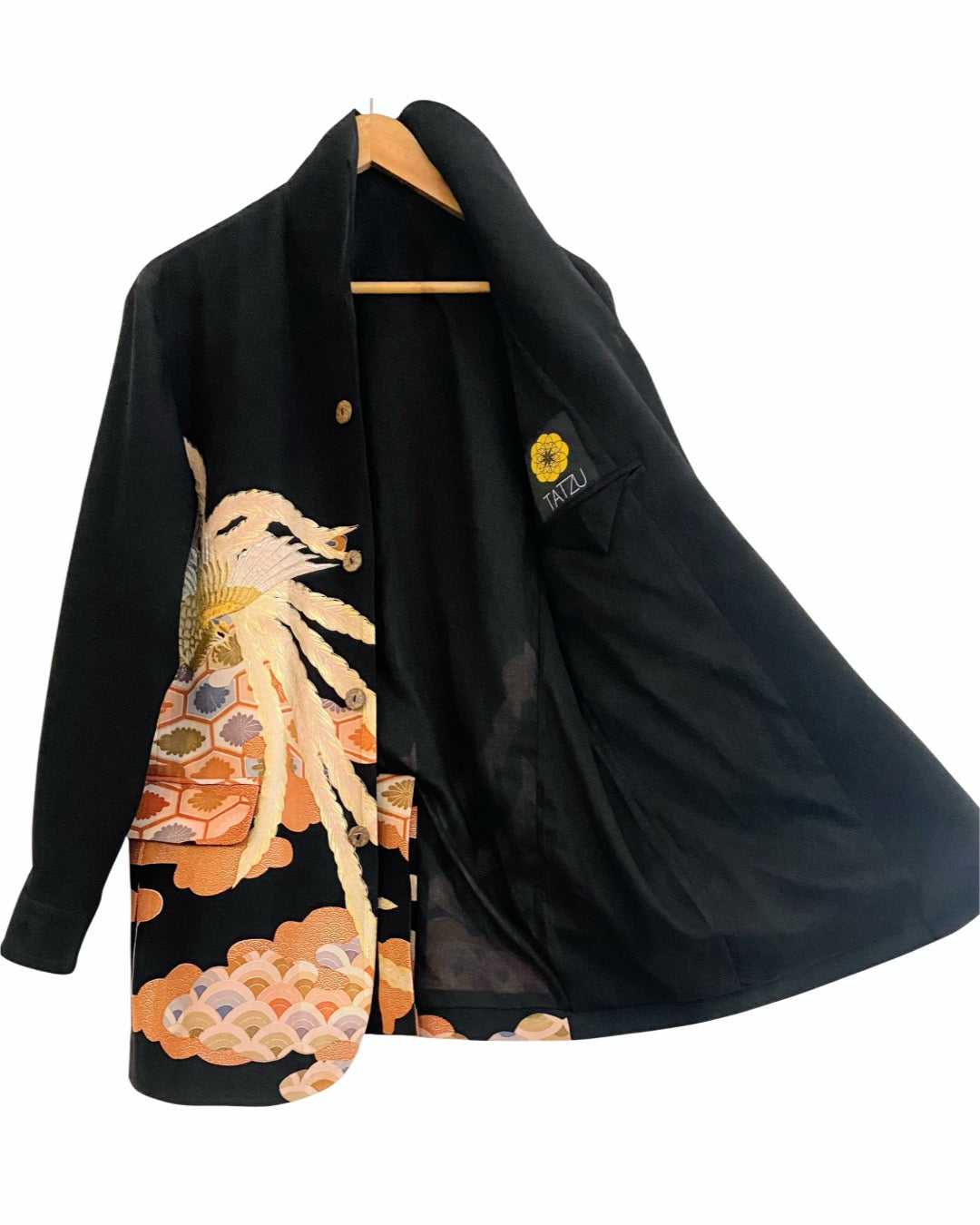 TATZU 黒留袖リメイク スタンドカラージャケット / Remade Kurotomesode Stand Collar Jacket | Made to Order