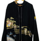 TATZU Remade Black Tomesode Kimono Zipper Hoodie｜Midnight Pine Reverie