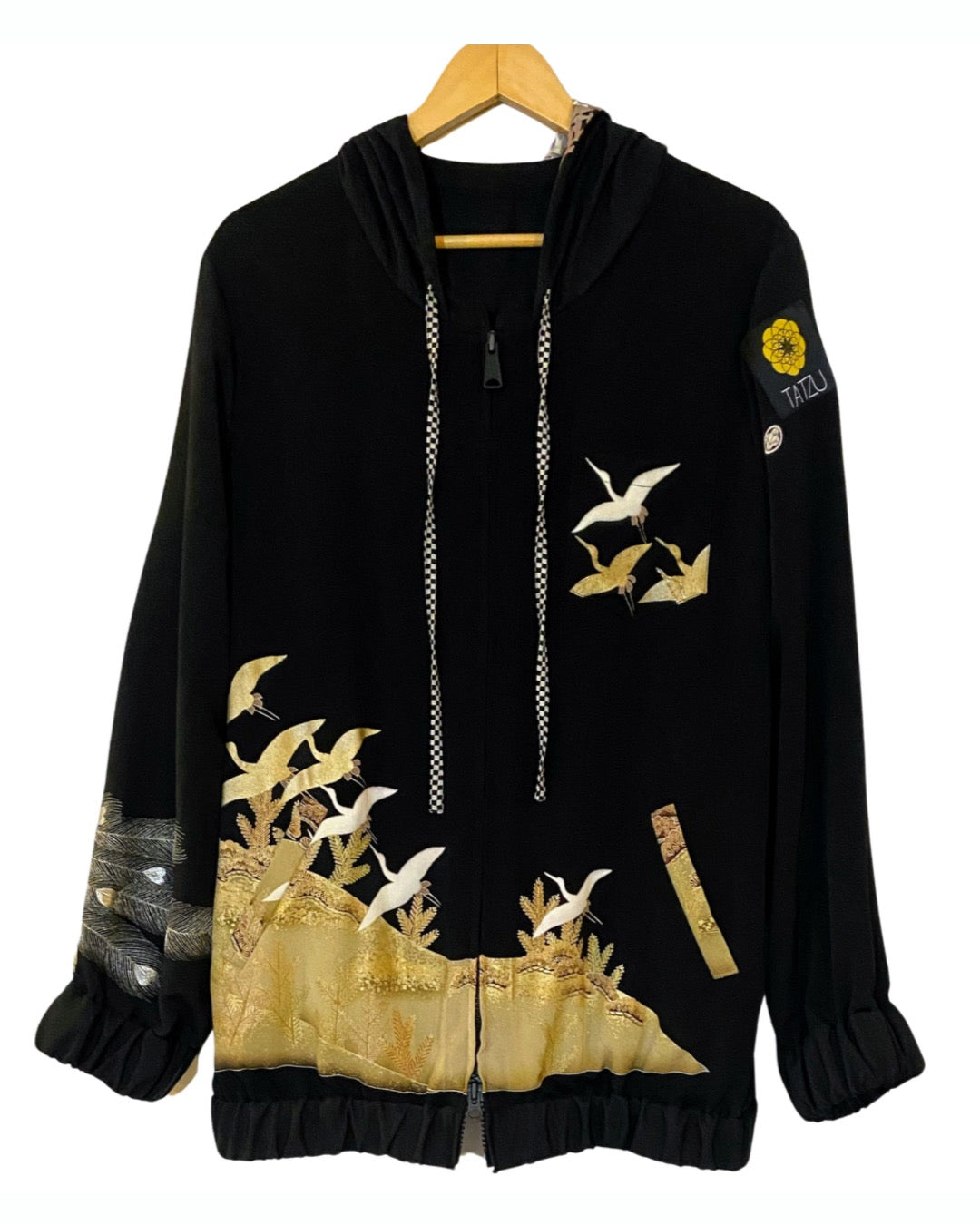 TATZU 黒留袖リメイク ジップパーカー / Remade Kurotomesode Zipper Hoodie | Made to Order