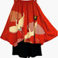 NEO SAMURAI Asymmetric Drape Skirt Pants | Vermilion × Cranes