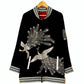 TATZU 黒留袖リメイク スカジャン ジャケット｜Silver Crane × Hidden Tiger Requiem / Remade Black Tomesode Kimono Japanese Embroidered Souvenir Jacket (Sukajan)