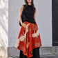 NEO SAMURAI Asymmetric Drape Skirt Pants | Vermilion × Cranes