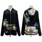 TATZU Remade Black Tomesode Kimono Zipper Hoodie｜Midnight Pine Reverie