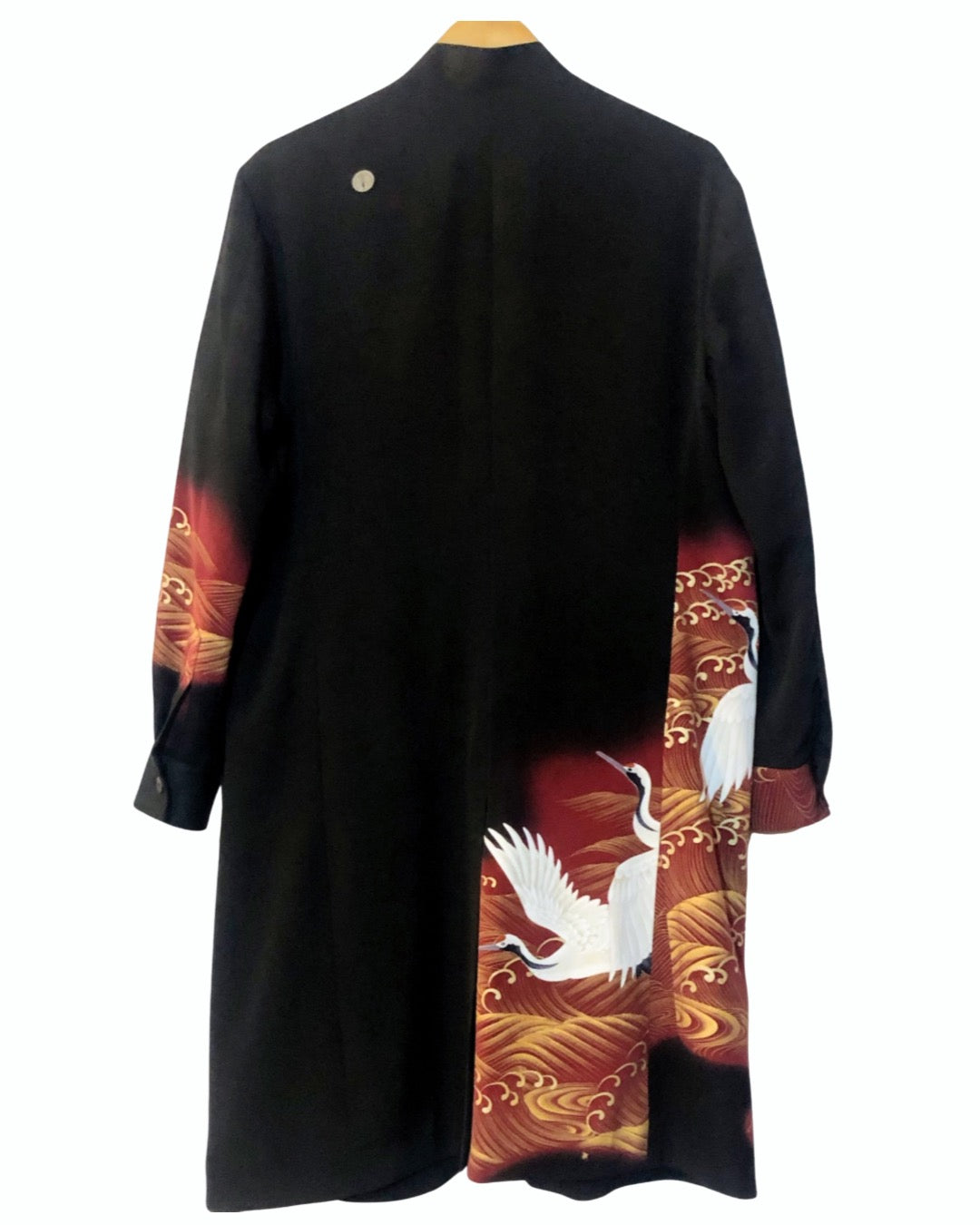 TATZU 黒留袖リメイク ノッチドラペル ロングジャケット / Remade Kurotomesode Notch Lapel Long Jacket | Made to Order