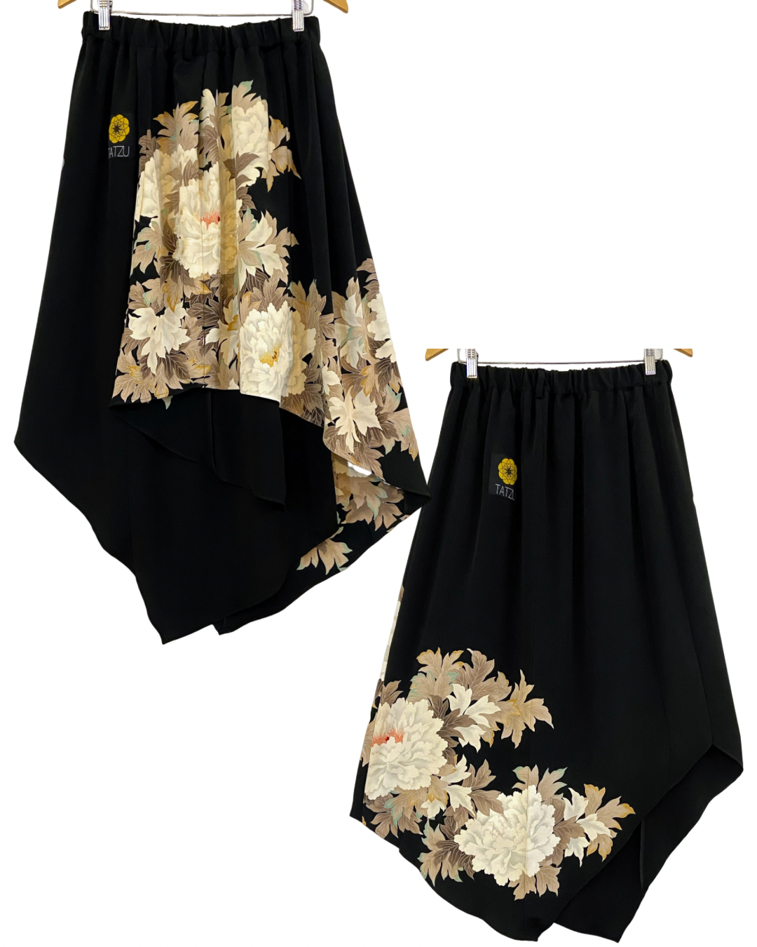 TATZU 黒留袖リメイク アシンメトリー ドレープレイヤード スカート - Edition I / Remade Kurotomesode Asymmetry Drape Layered Skirt