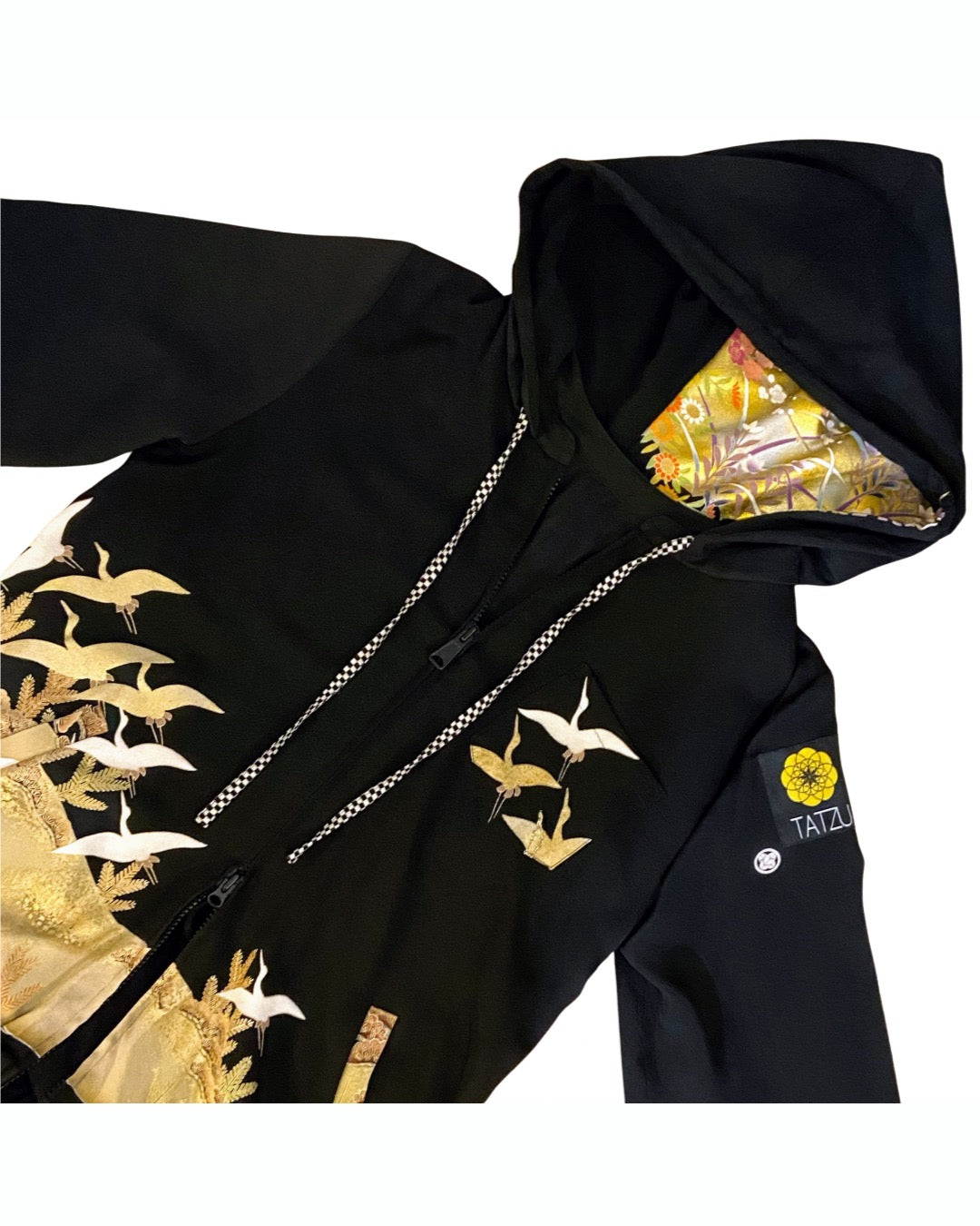 TATZU 黒留袖リメイク ジップパーカー / Remade Kurotomesode Zipper Hoodie | Made to Order