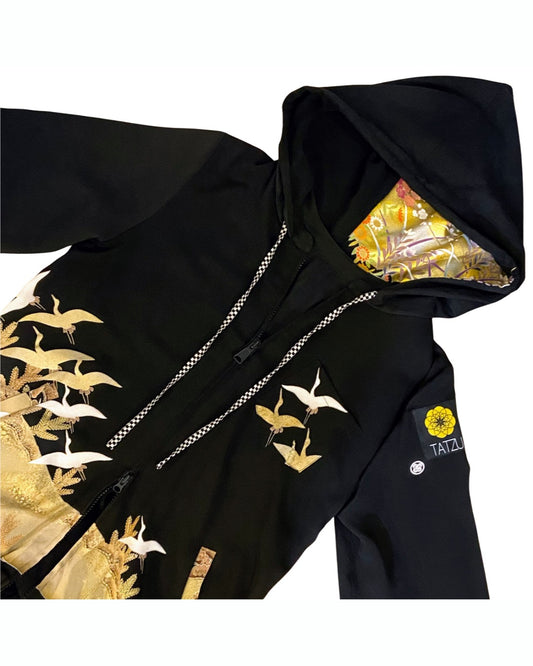 TATZU 黒留袖リメイク ジップパーカー / Remade Kurotomesode Zipper Hoodie | Made to Order