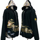 TATZU Remade Black Tomesode Kimono Zipper Hoodie｜Midnight Pine Reverie