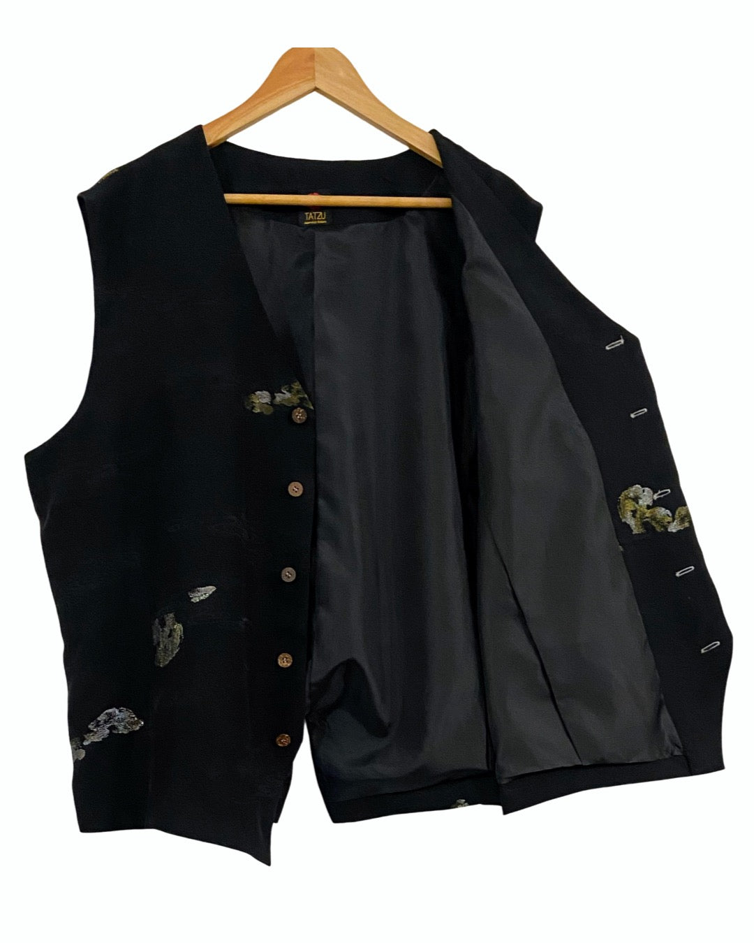 TATZU 着物リメイク 黒影 ジレ / Remade Kimono Kuro Shadow Gilet