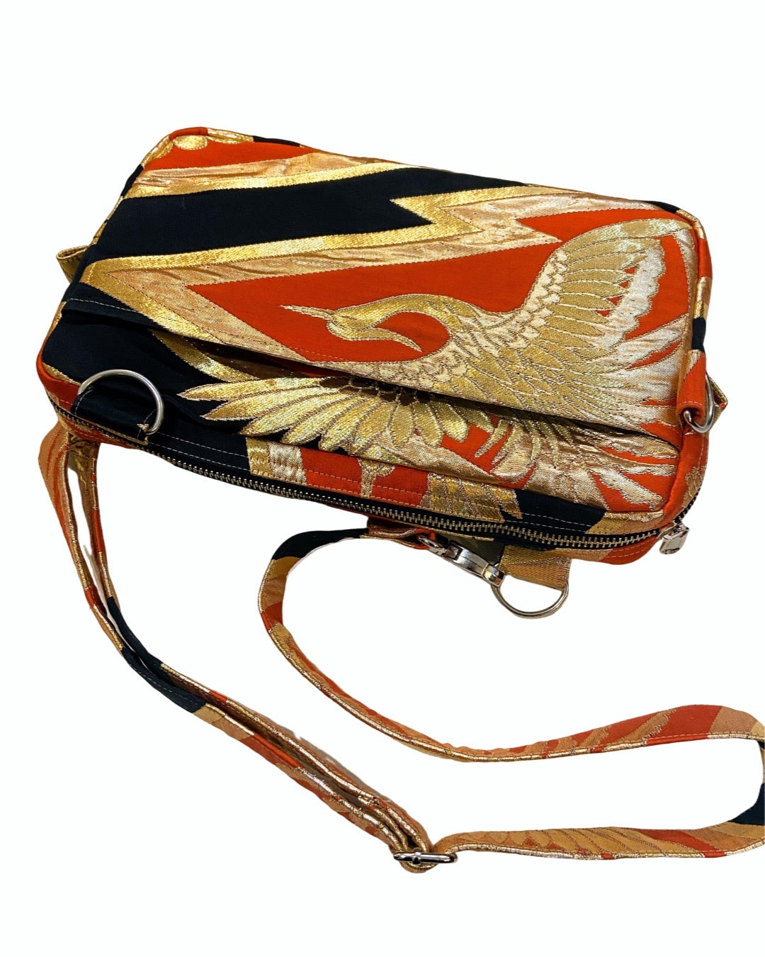 TATZU 着物リメイク 鶴金襴 ショルダーバッグ / Remade Kimono Crane Brocade Shoulder Bag