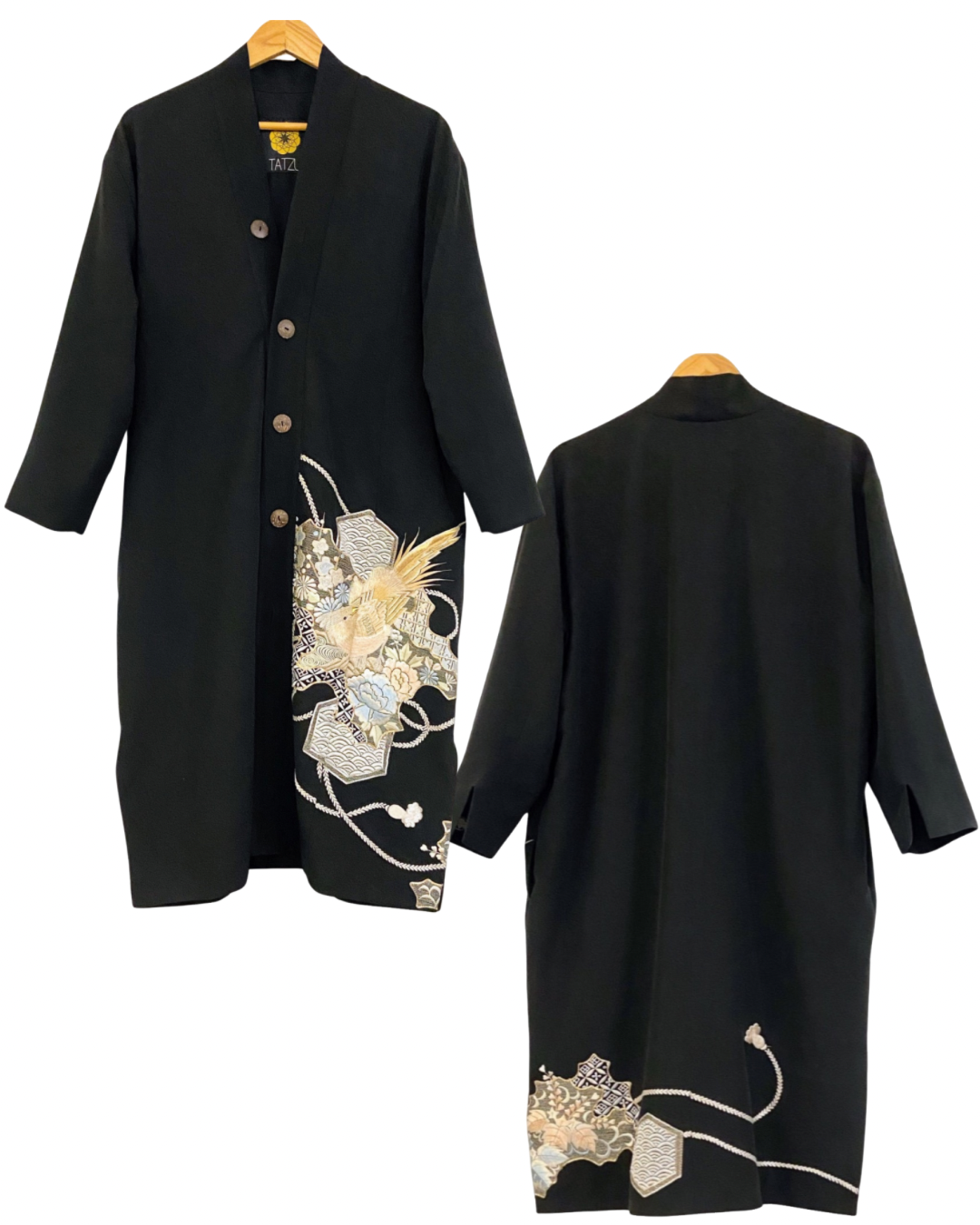 TATZU 黒留袖リメイク ロングカーディガン / Remade Kurotomesode Long Cardigan | Made to Order