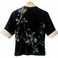TATZU 着物リメイク スタンドカラー チャイニーズボタン シャツ｜Silver Nocturne Botanica / Remade Kimono Stand Collar Chinese Button Shirt