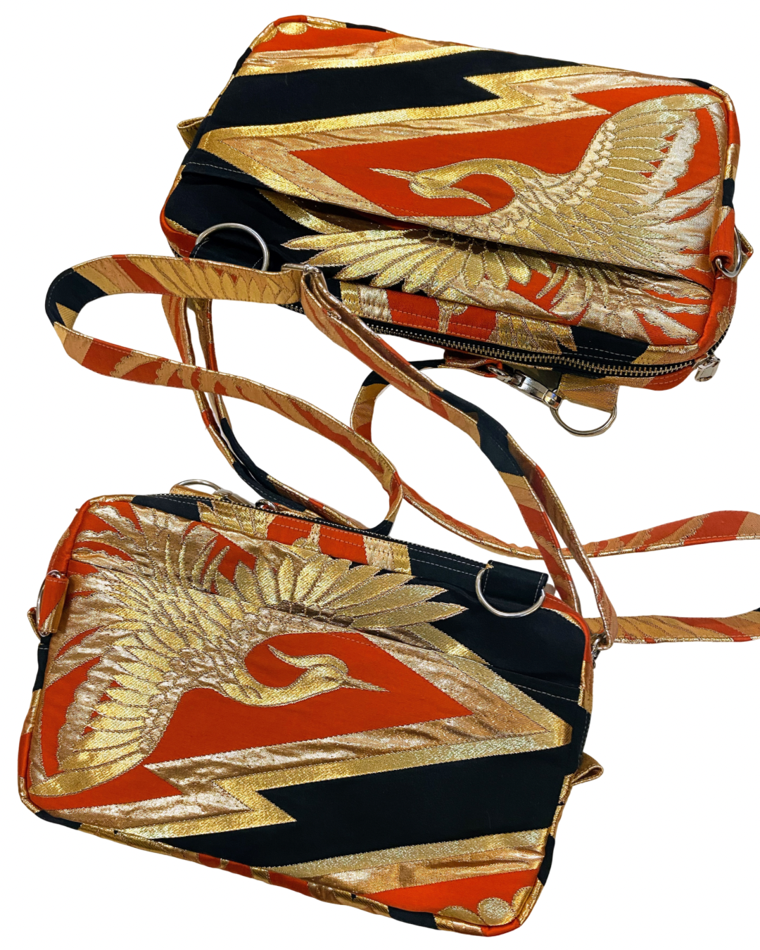 TATZU 着物リメイク 鶴金襴 ショルダーバッグ / Remade Kimono Crane Brocade Shoulder Bag
