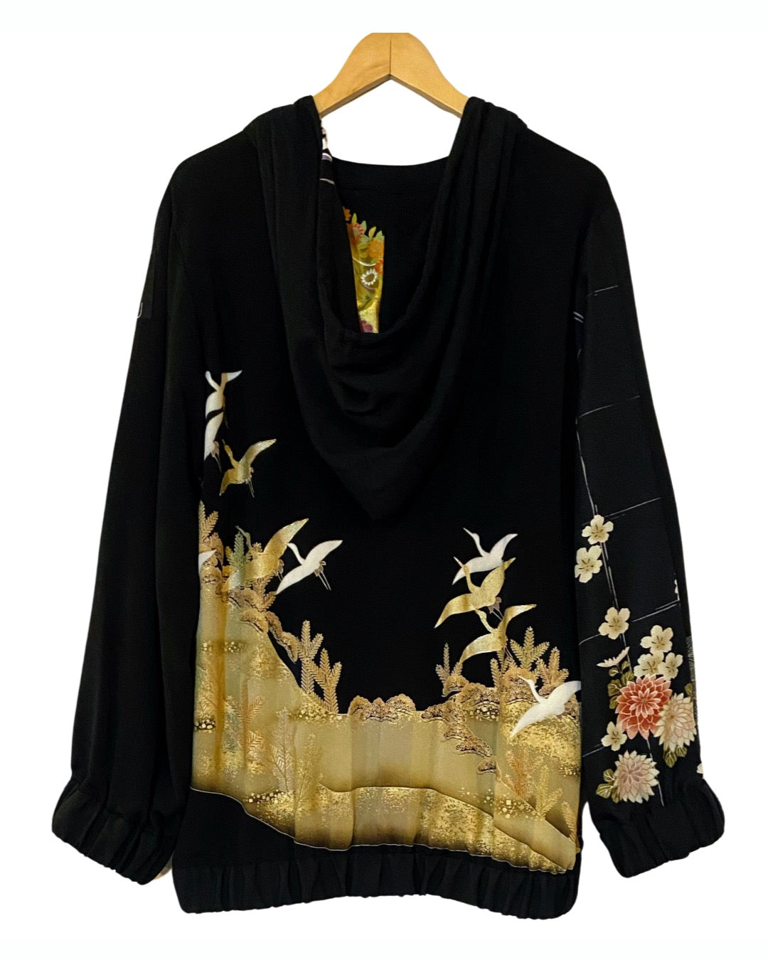 TATZU 黒留袖リメイク ジップパーカー / Remade Kurotomesode Zipper Hoodie | Made to Order