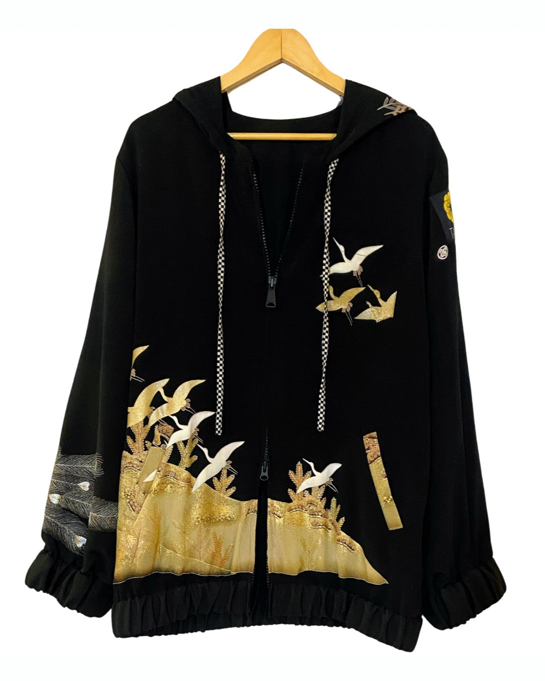 TATZU 黒留袖リメイク ジップパーカー / Remade Kurotomesode Zipper Hoodie | Made to Order