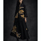 TATZU Remade Black Tomesode Kimono Stand Collar Asymmetry Long Jacket｜Golden Fan Horizon 