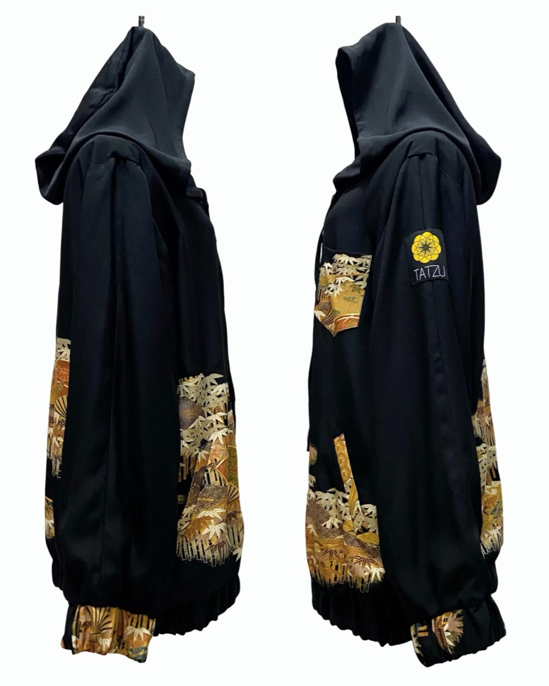 TATZU 黒留袖リメイク ジップパーカー / Remade Kurotomesode Zipper Hoodie | Made to Order