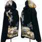 TATZU Remade Black Tomesode Kimono Zipper Hoodie｜Midnight Pine Reverie
