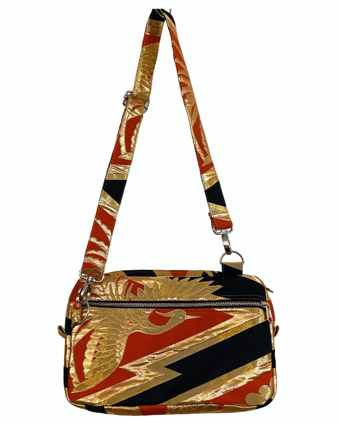TATZU 着物リメイク 鶴金襴 ショルダーバッグ / Remade Kimono Crane Brocade Shoulder Bag