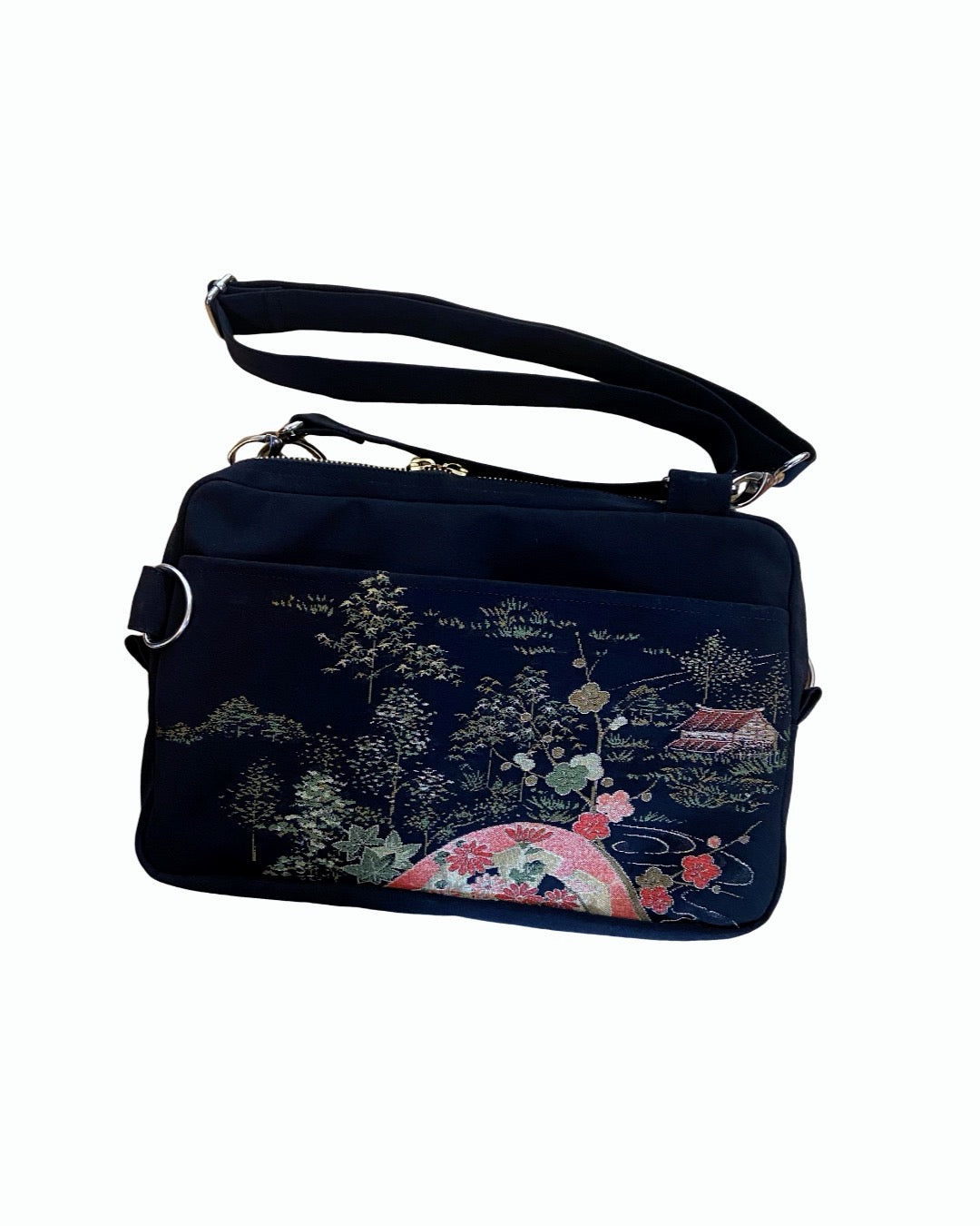 TATZU 着物リメイク ショルダーバッグ｜Midnight Fan Garden / Remade Kimono Shoulder Bag