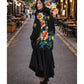 TATZU 黒留袖リメイク ジップパーカー｜Crimson Camellia Nocturne / Remade Black Tomesode Kimono Zipper Hoodie