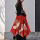 NEO SAMURAI Asymmetric Drape Skirt Pants | Vermilion × Cranes