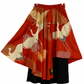 TATZU Remade Kimono Asymmetry Draped Layered Skirt with Inner Pants｜Vermilion Crane Cascade