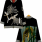 TATZU 黒留袖リメイク スカジャン ジャケット｜Silver Crane × Hidden Tiger Requiem / Remade Black Tomesode Kimono Japanese Embroidered Souvenir Jacket (Sukajan)