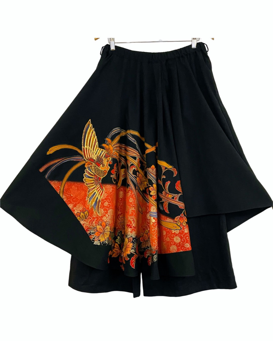 TATZU 黒留袖リメイク アシンメトリー ドレープレイヤード スカート＆パンツ / Remade Kurotomesode Asymmetric Draped Layered Skirt & Pants | Made to Order