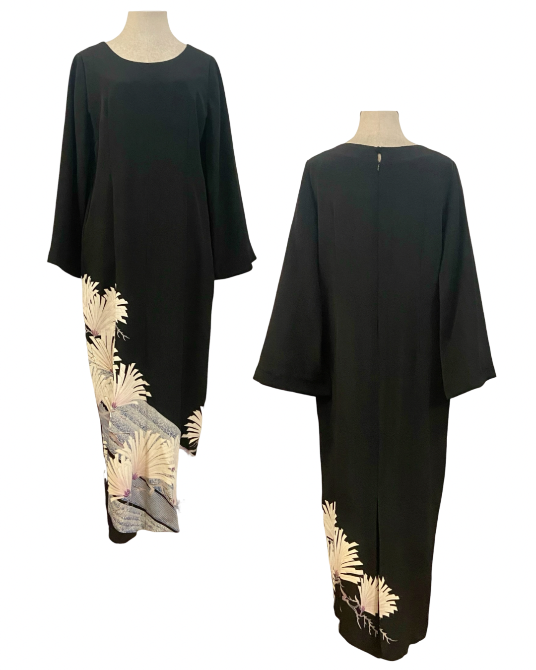 TATZU 黒留袖リメイク ケープスリーブ ドレス / Remade Kurotomesode Cape Sleeve Dress | Made to Order