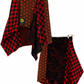 TATZU 着物リメイク アシンメトリー レイヤード 巻きスカート｜Crimson Check Rebellion / Remade Kimono Asymmetry Layered Wrap Skirt
