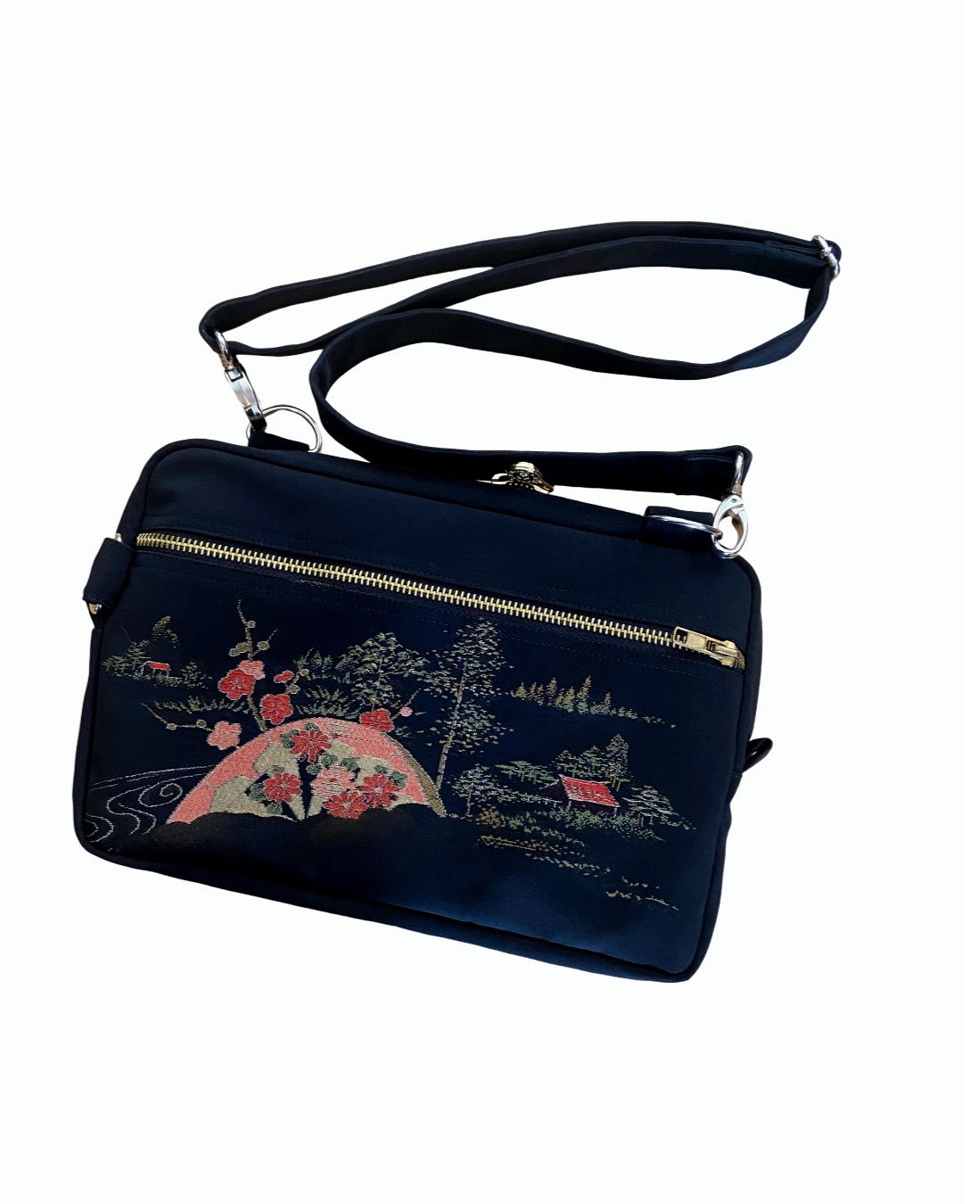 TATZU 着物リメイク ショルダーバッグ｜Midnight Fan Garden / Remade Kimono Shoulder Bag