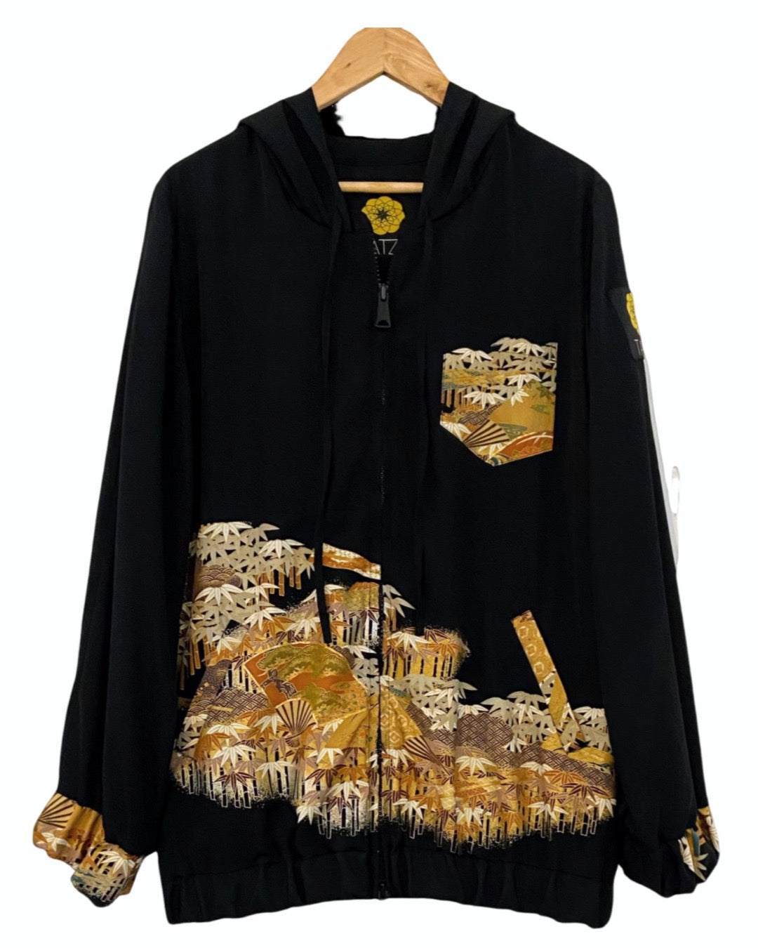 TATZU 黒留袖リメイク ジップパーカー / Remade Kurotomesode Zipper Hoodie | Made to Order