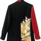 TATZU Remade Black Tomesode Kimono Notch Lapel Collar Bi-color Jacket｜Scarlet Kurohana Contrast