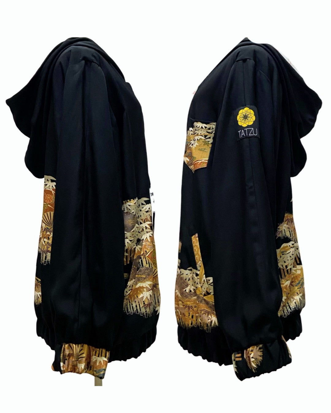 TATZU 黒留袖リメイク ジップパーカー / Remade Kurotomesode Zipper Hoodie | Made to Order