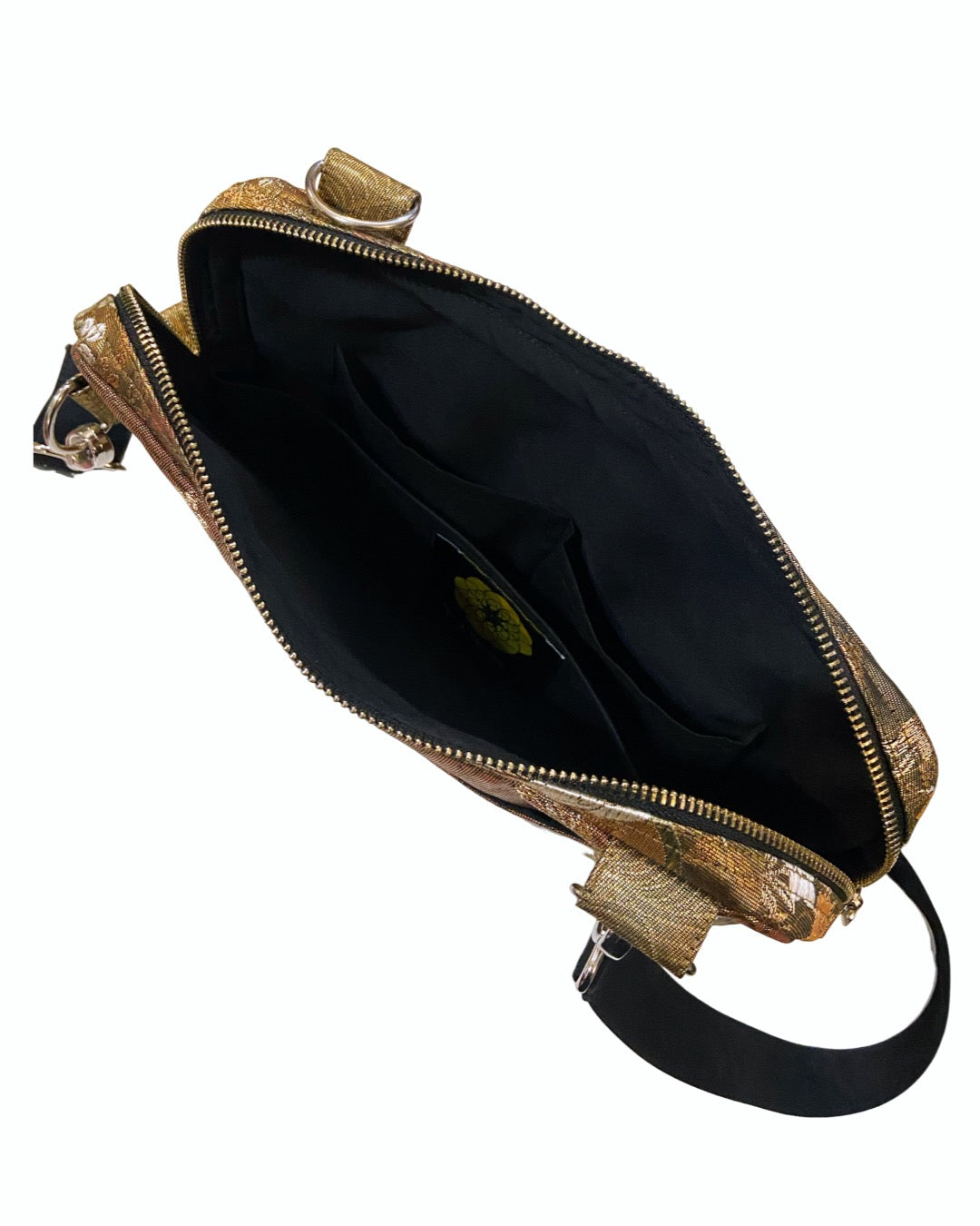 TATZU 着物リメイク 鶴金襴 ショルダーバッグ / Remade Kimono Crane Brocade Shoulder Bag