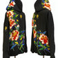 TATZU 黒留袖リメイク ジップパーカー｜Crimson Camellia Nocturne / Remade Black Tomesode Kimono Zipper Hoodie