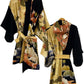TATZU Remade Black Tomesode Kimono Asymmetry Gown Hoodie｜Imperial Gold Crane