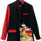 TATZU Remade Black Tomesode Kimono Notch Lapel Collar Bi-color Jacket｜Scarlet Kurohana Contrast