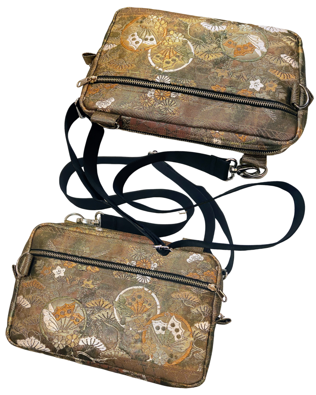 TATZU 着物リメイク 鶴金襴 ショルダーバッグ / Remade Kimono Crane Brocade Shoulder Bag